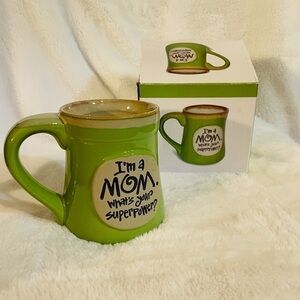 NWT Burton & Burton mug I’m a mom what’s your superpower? Color black and green